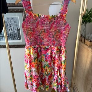 Alice + Olivia Jocelyn smocked Floral Mini Dress